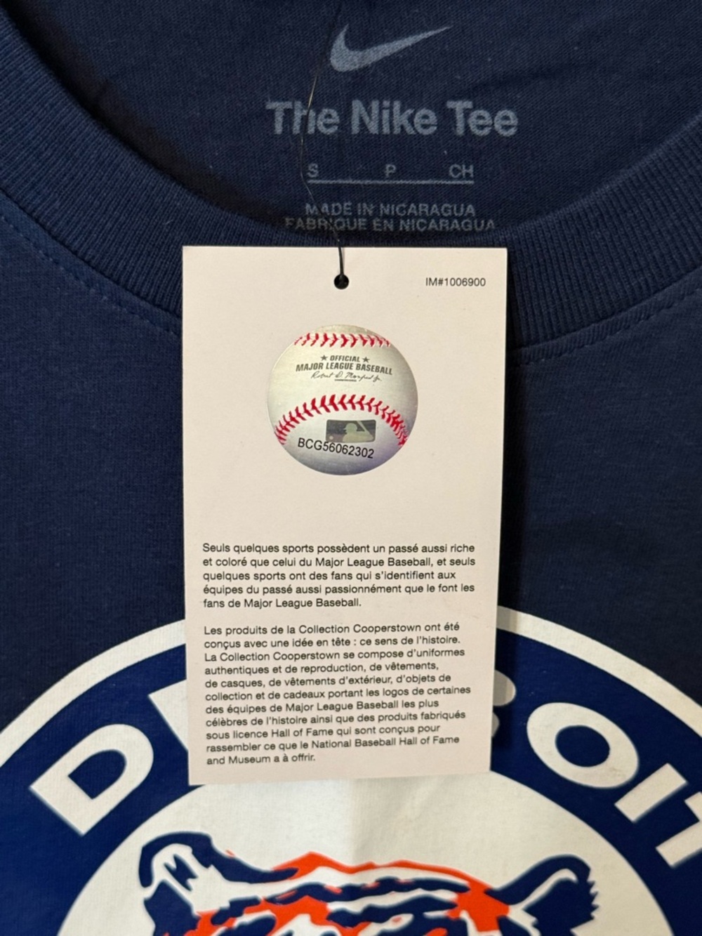 NWT Nike Men’s Detroit Tigers Graphic Navy Blue Tee with White Logo, Size Small - Picture 3 of 5